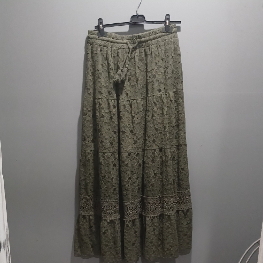 Chic Olive Lace Maxi Skirt - Picture 2 of 6